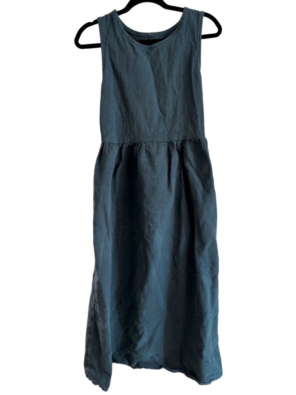 Handmade Sleeveless Washed 100% Cotton Blue Maxi Dress Hippie Size 0 XS Casual